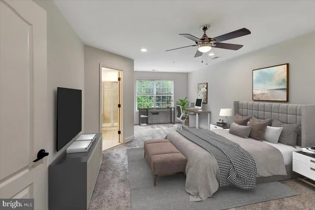 a bedroom with bed and a window