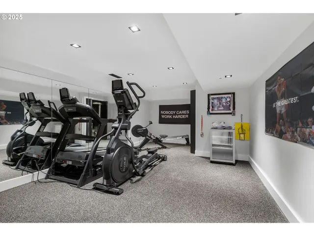 a view of a room with gym equipment