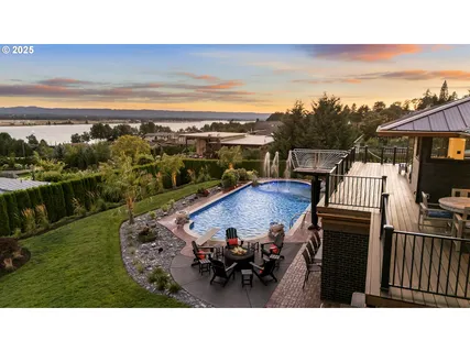 a view of a terrace with a garden