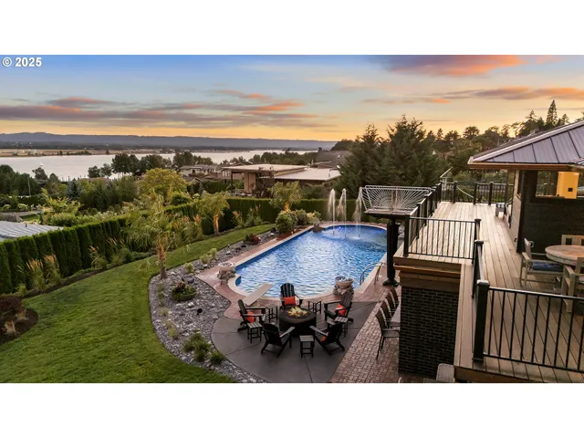 a view of a terrace with a garden