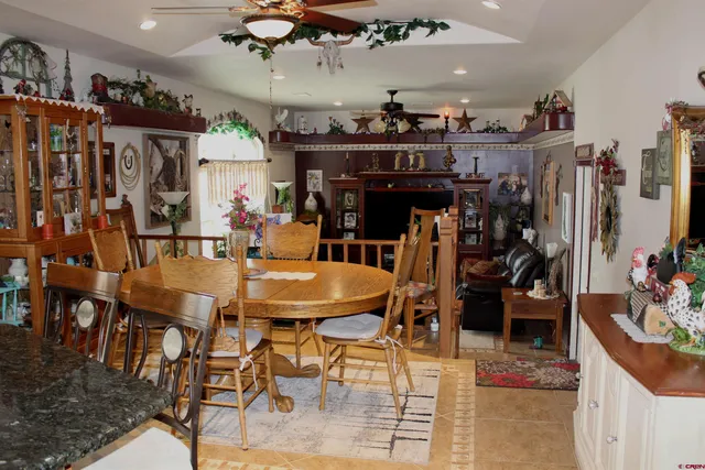 a view of a dining room