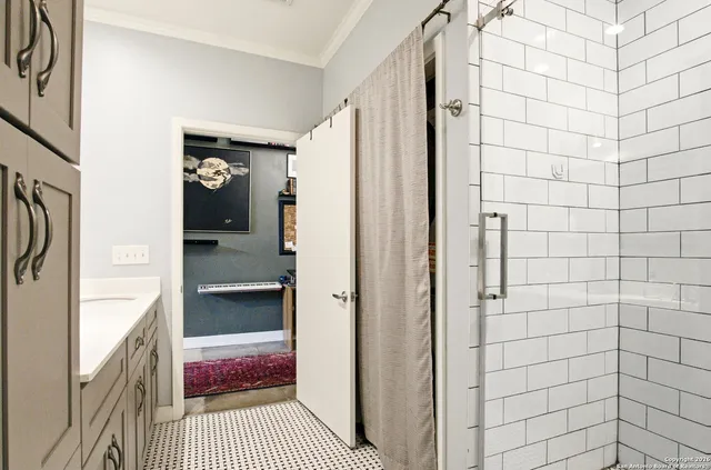 a bathroom with a shower