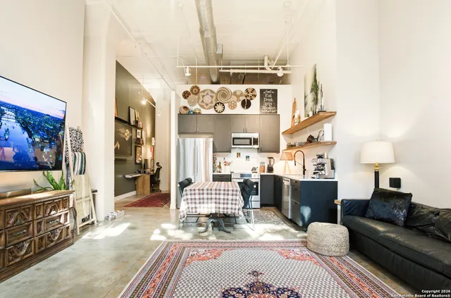 a living room with furniture