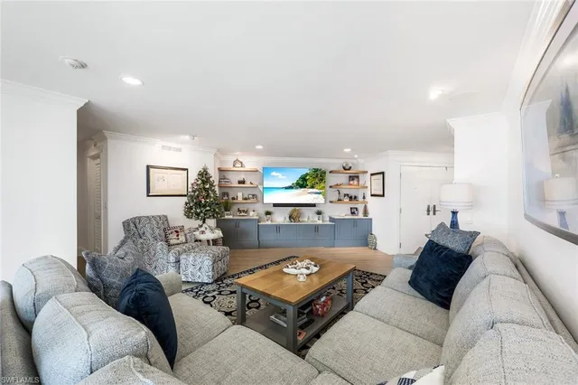 a living room with furniture and a couch