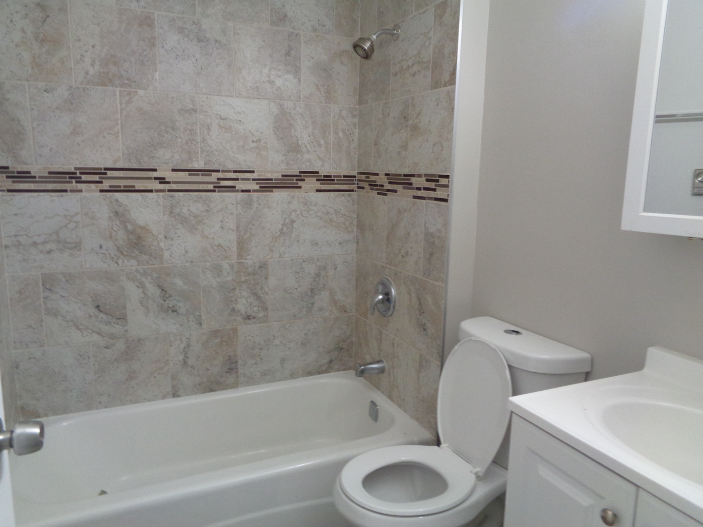 6045 Marshall Avenue, Unit 1W Chicago Ridge, IL 60415 - Photo 8 of 10 a bathroom with a toilet and a bathtub