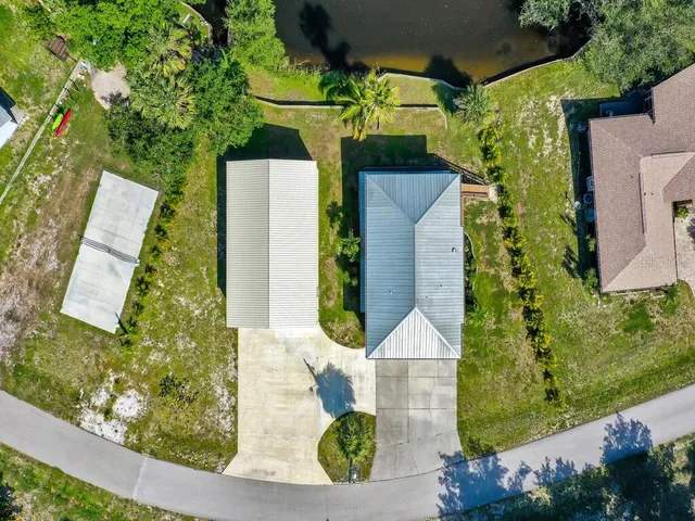 a view of a city and a yard