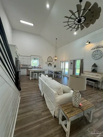 a living room with furniture