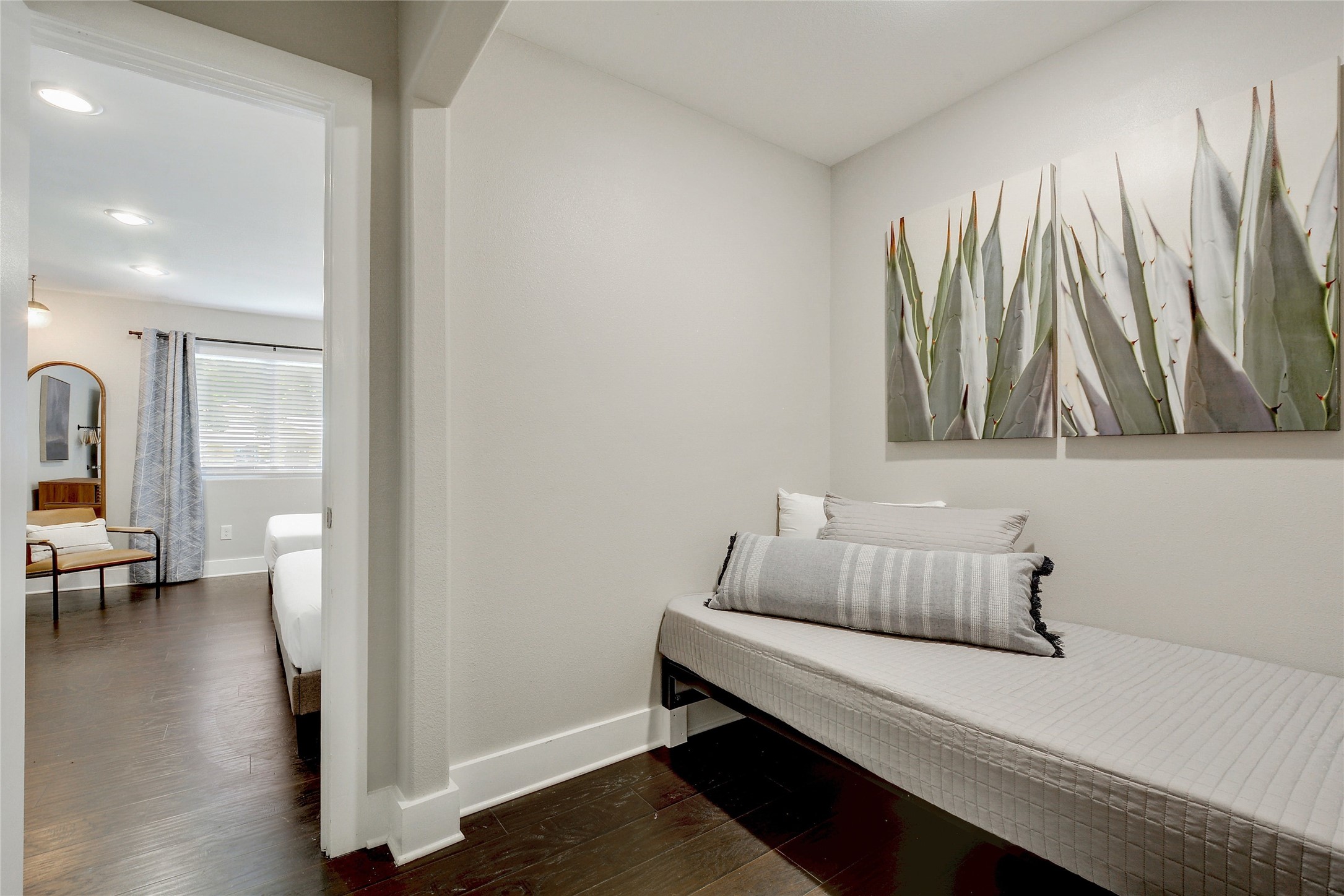 Undisclosed Address Austin, TX 78721 - Photo 21 of 35 Living area with dark wood-style flooring and recessed lighting
