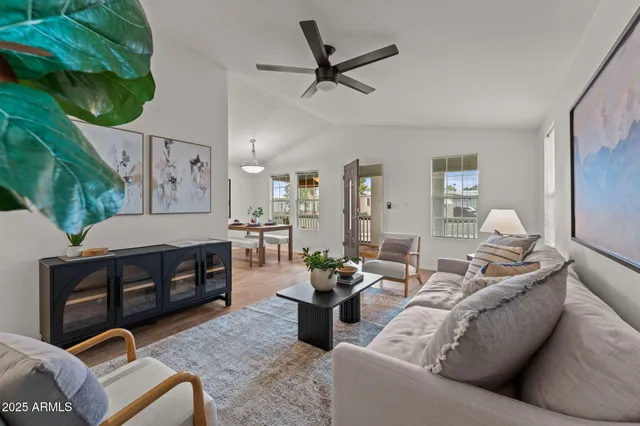 a living room with furniture