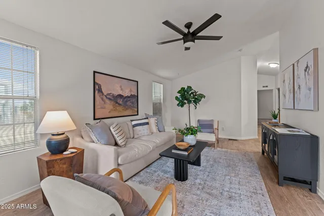 a living room with furniture