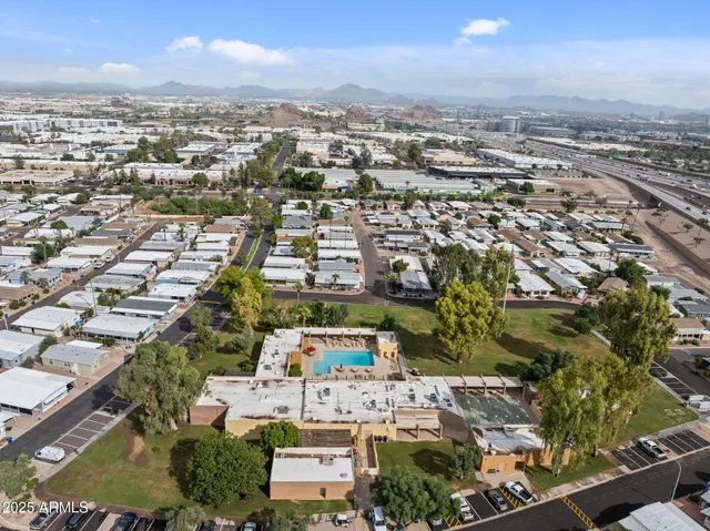 an aerial view of a city