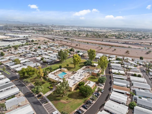 an aerial view of a city