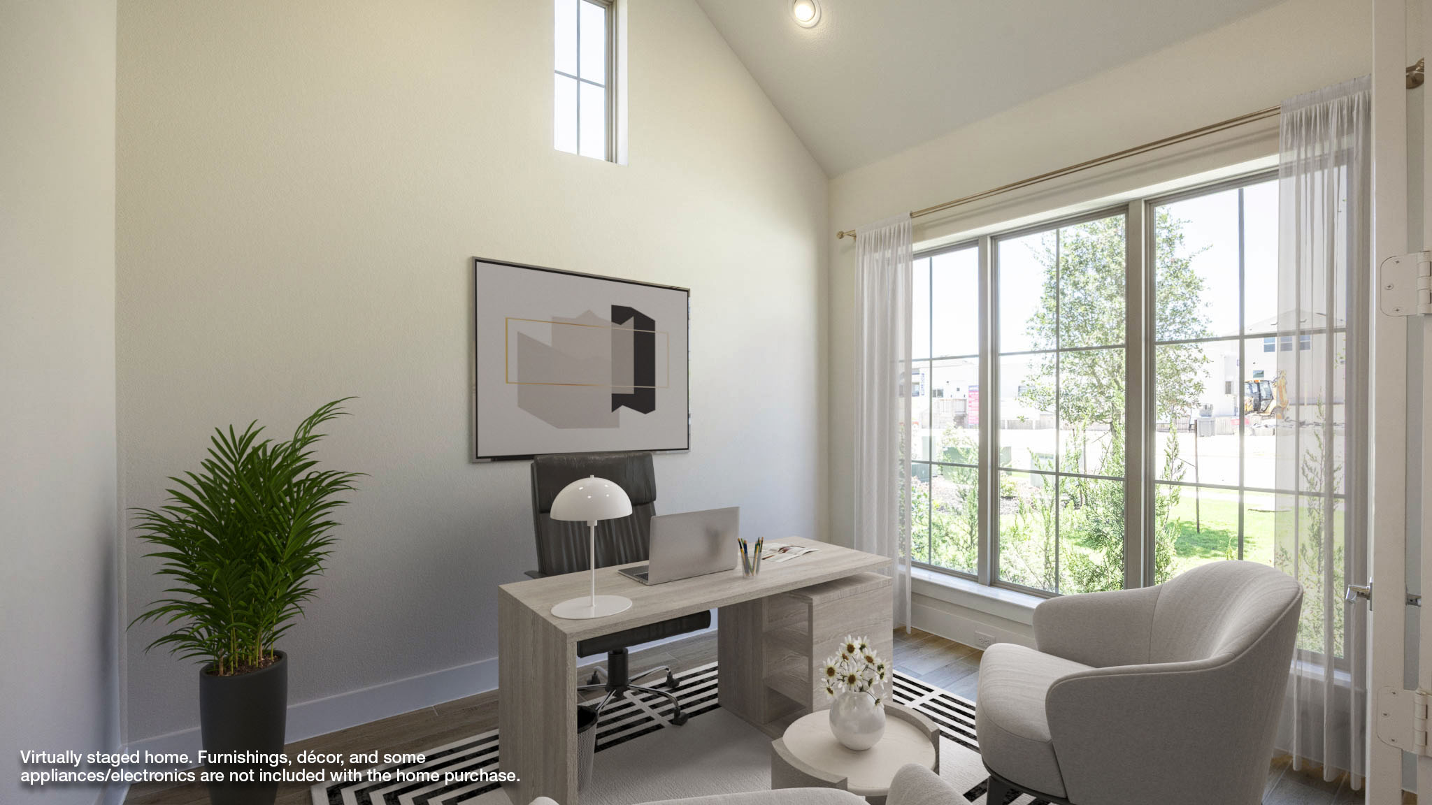 208 Meadow Beauty Lane Georgetown, TX 78633 - Photo 5 of 16 Office space featuring wood finished floors, high vaulted ceiling, recessed lighting, and radiator