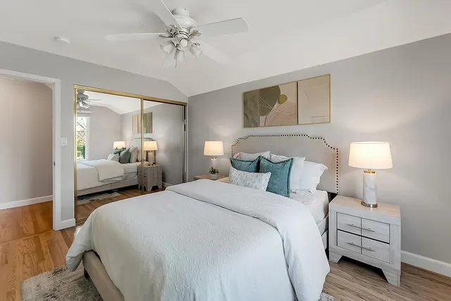 a view of a swimming pool with a patio