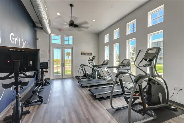 a view of a room with gym equipment
