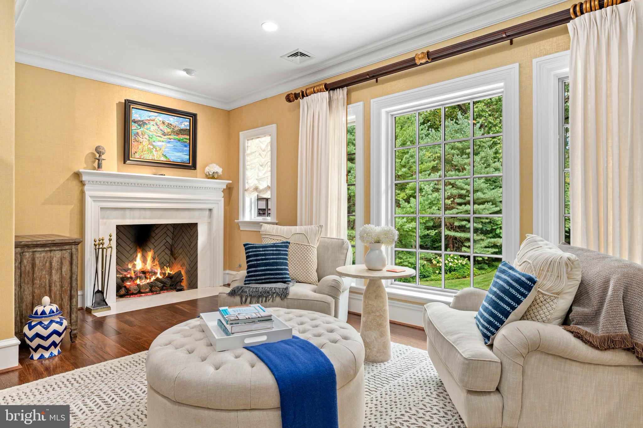 545 Avonwood Road Haverford, PA 19041 - Photo 40 of 86 a living room with furniture a large window and a fireplace