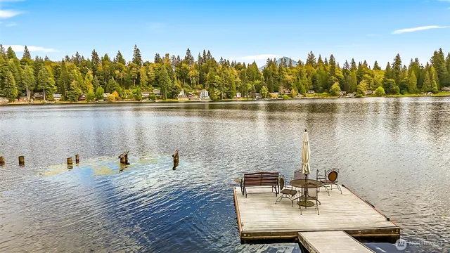 a view of a lake with houses