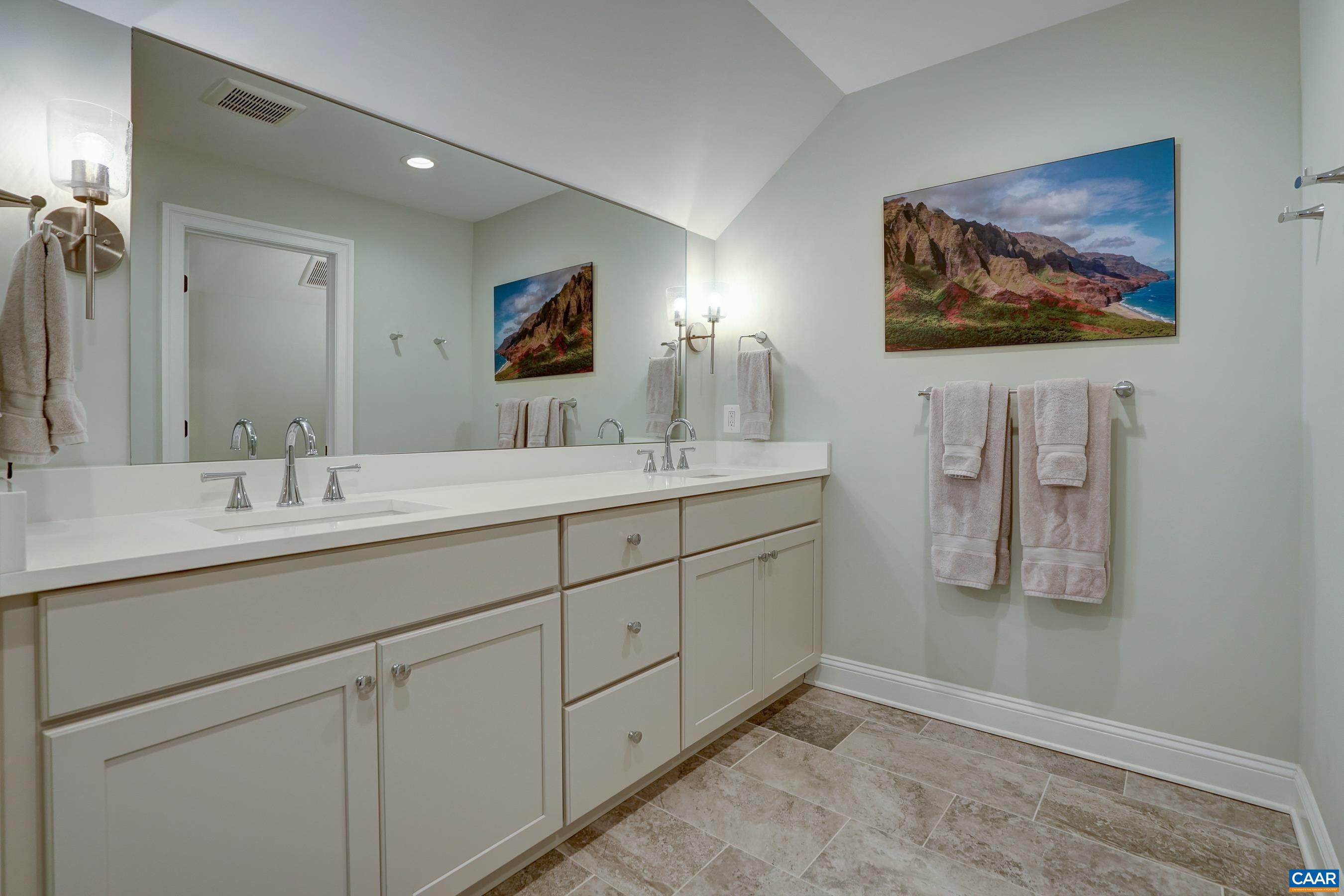 424 Claibourne Road Crozet, VA 22932 - Photo 37 of 64 a bathroom with a double vanity sink and a mirror