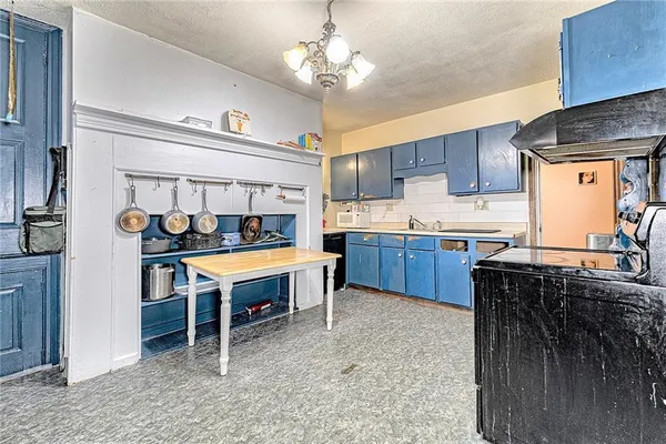 a kitchen with stainless steel appliances a stove a sink and a microwave