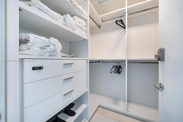 a close view of a closet