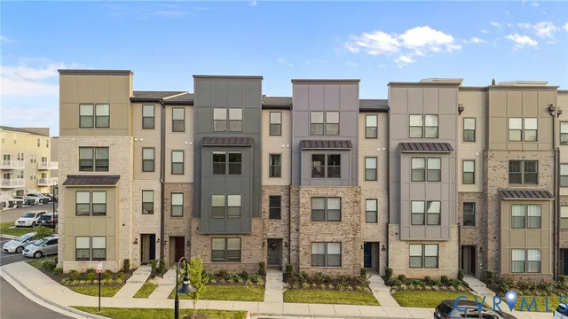 a front view of a multi story building