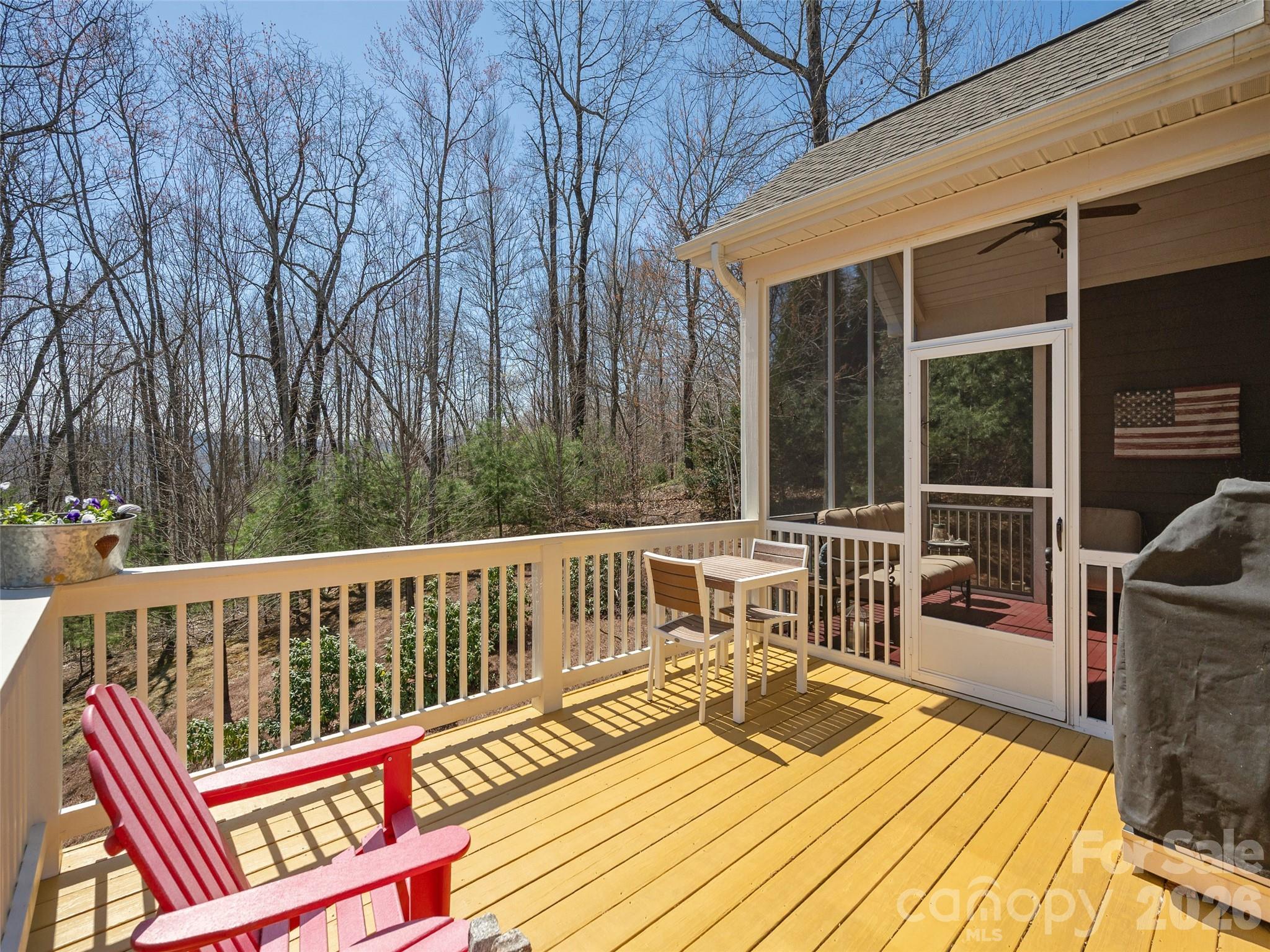 383 Monarch Road Hendersonville, NC 28739 - Photo 14 of 48 a view of balcony with wooden floor and fence