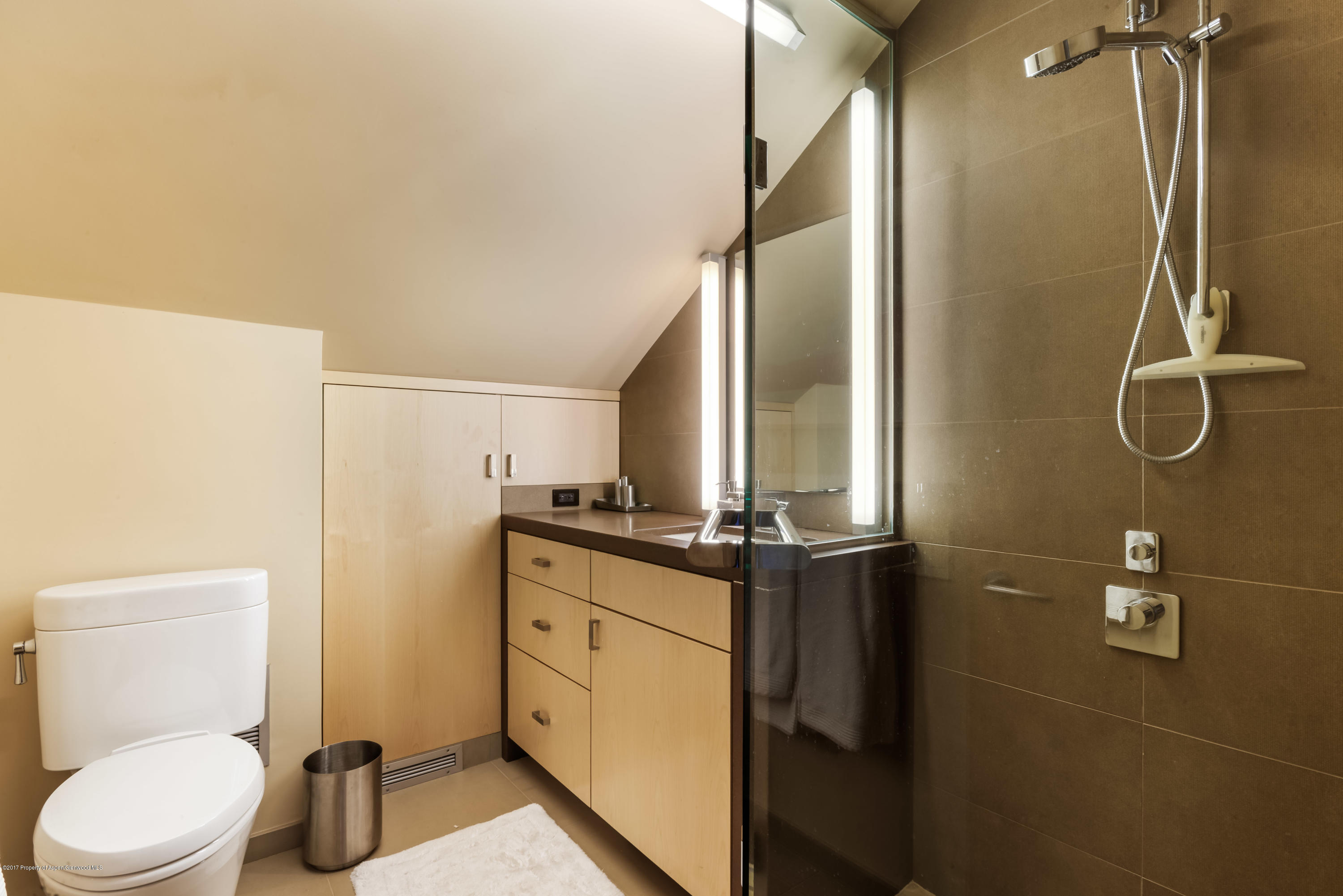 710 East Durant Avenue, Unit C & D Aspen, CO 81611 - Photo 21 of 23 a bathroom with a granite countertop sink toilet and shower