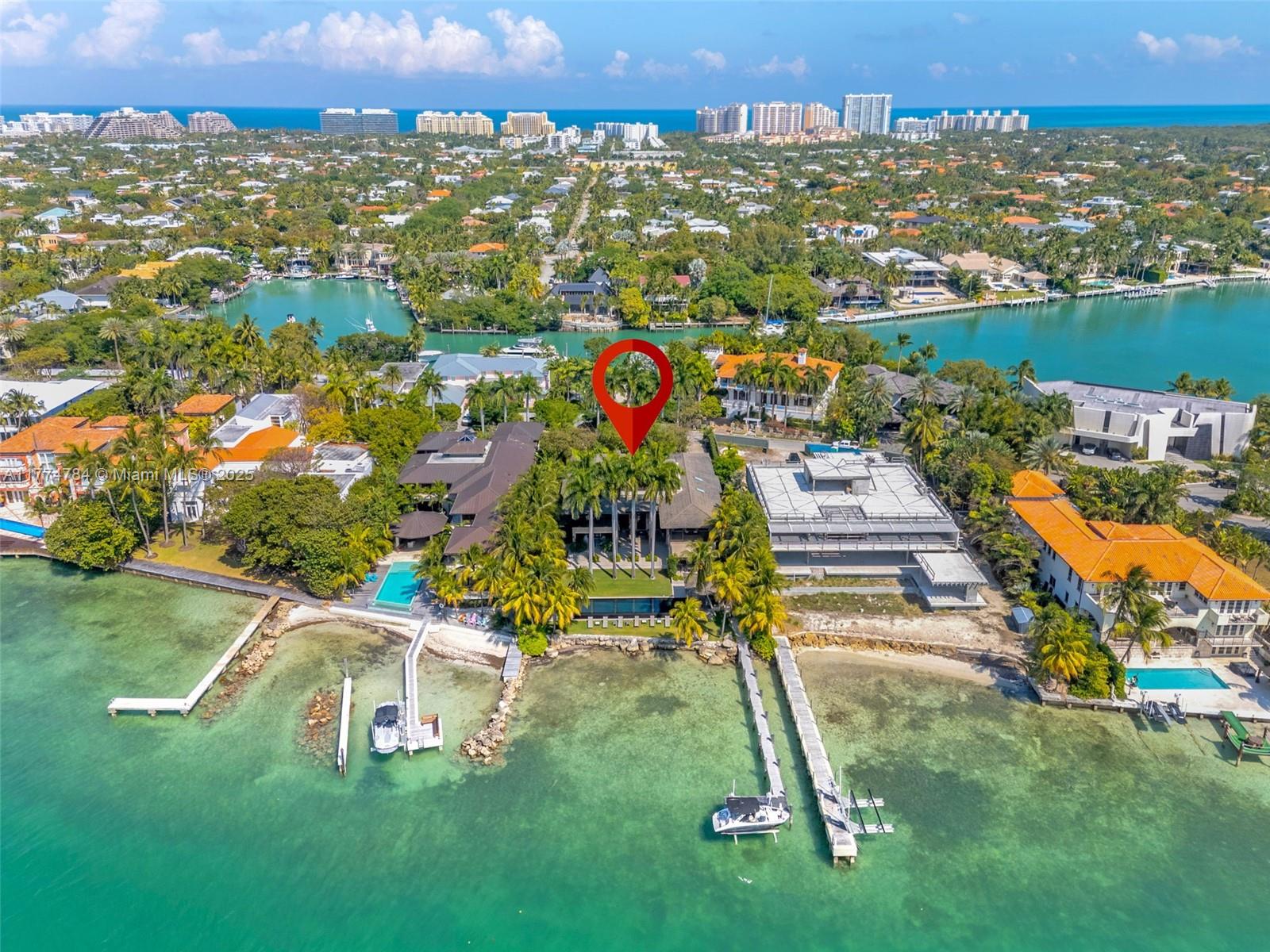 9 Harbor Point Key Biscayne, FL 33149 - Photo 85 of 88 an aerial view of residential houses with outdoor space and swimming pool