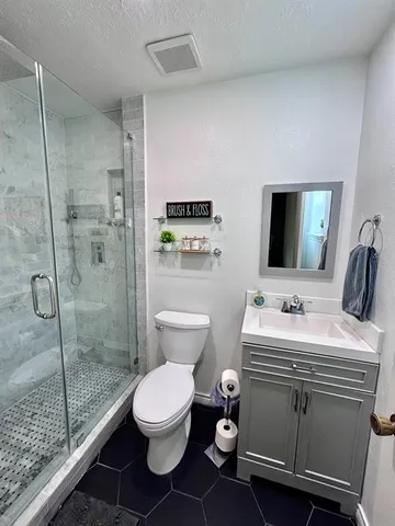 a bathroom with a toilet a sink and a mirror