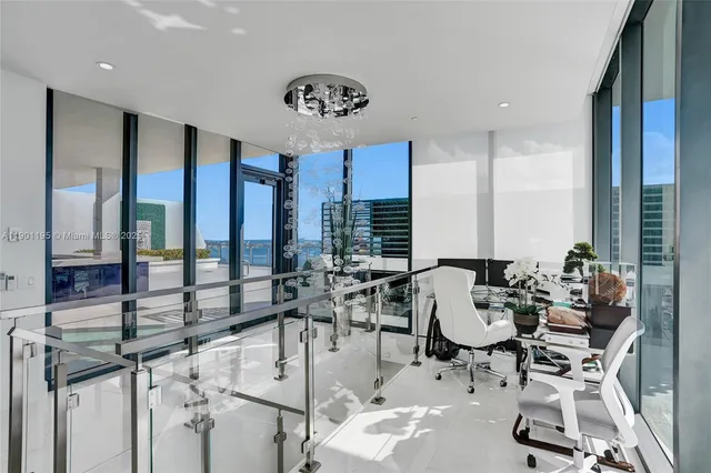 a view of a balcony with city view