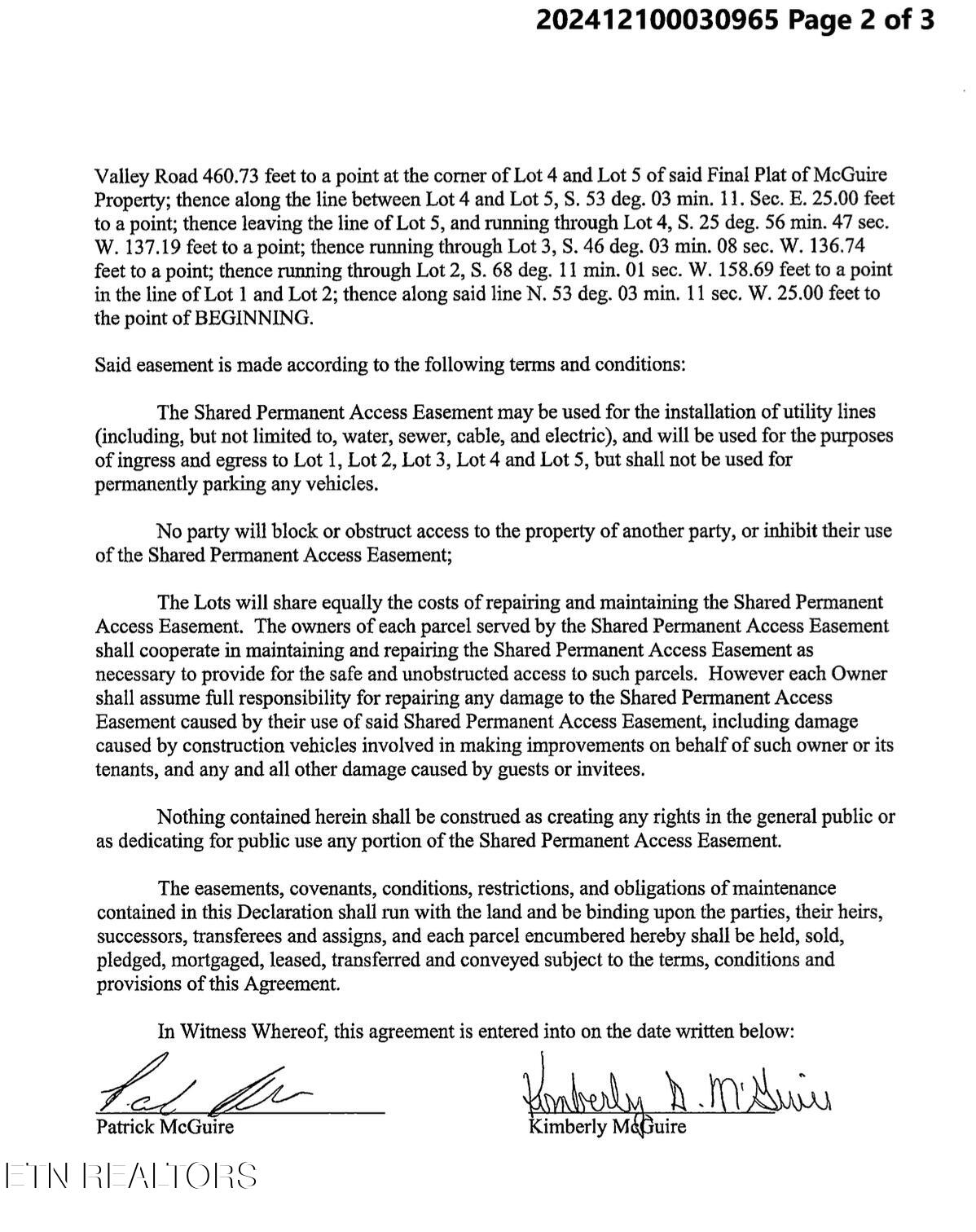 Old Valley Road Knoxville, TN 37920 - Photo 16 of 17 Easement Agreement, Page 2