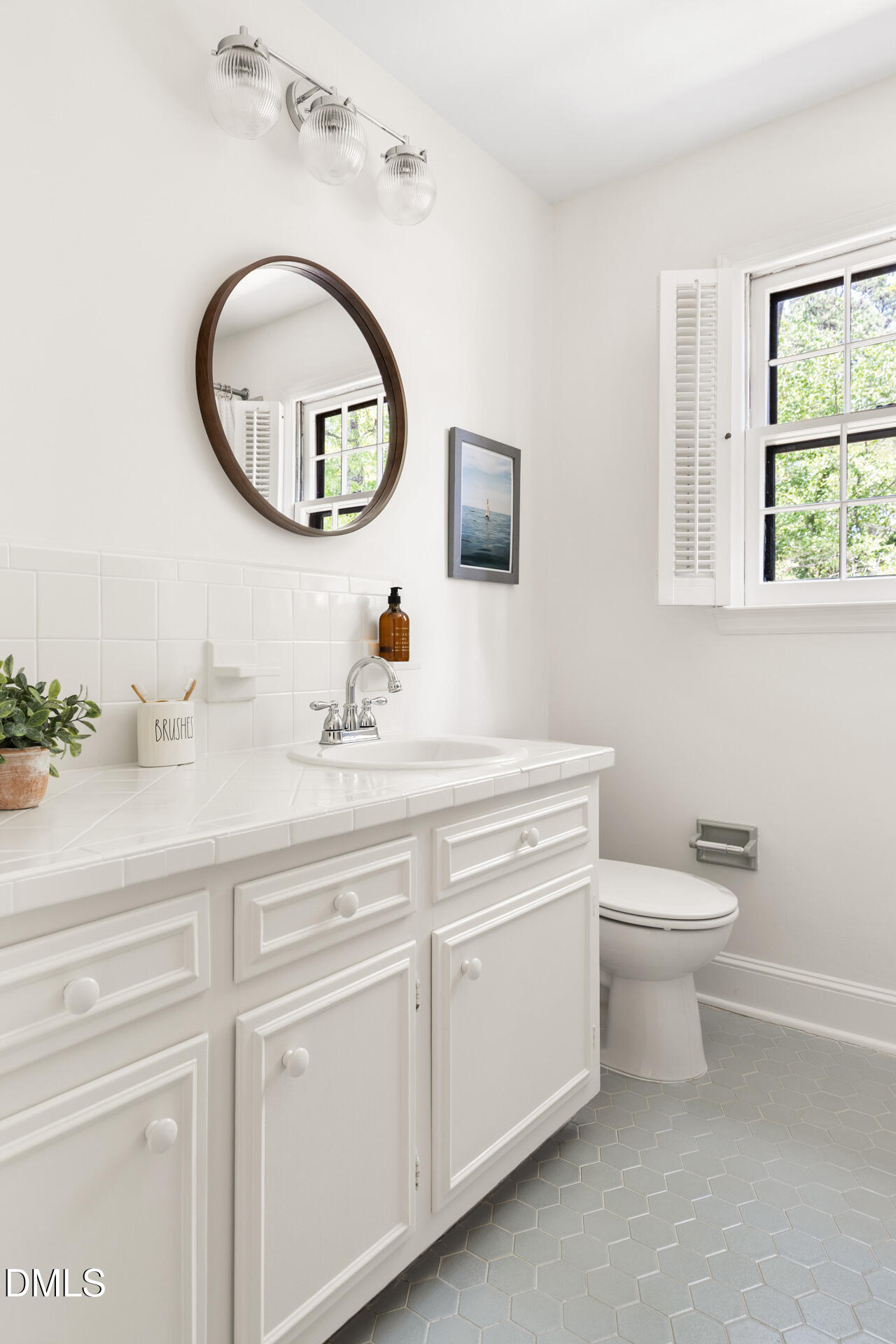 1706 Wallace Street Durham, NC 27707 - Photo 42 of 55 a bathroom with a toilet a sink and a mirror