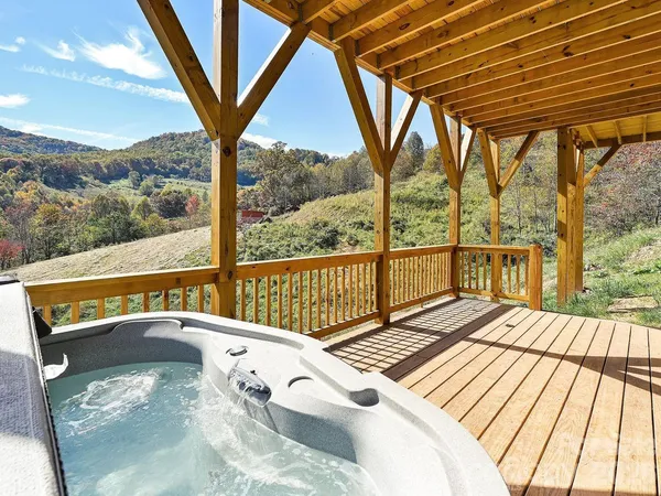 a view of a balcony with lake view