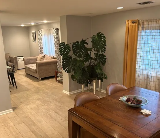 a kitchen with a stove and a microwave