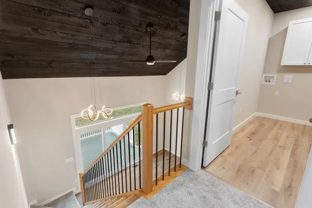a view of a big room with wooden floor