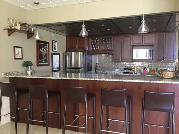 an aerial view of a swimming pool