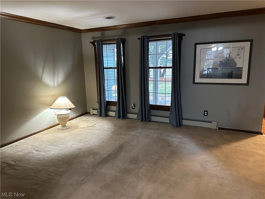 13055 Unity Road New Springfield, OH 44443 - Photo 20 of 49 Carpeted empty room featuring baseboard heating and ornamental molding