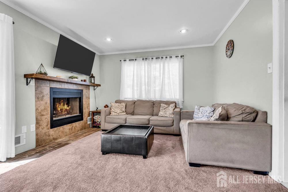 14 Academic Road East Brunswick, NJ 08816 - Photo 14 of 28 a living room with furniture and a fireplace