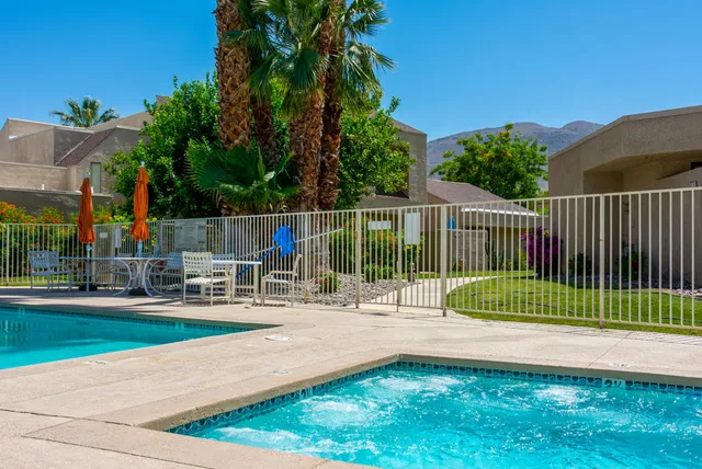 a view of a park with slide