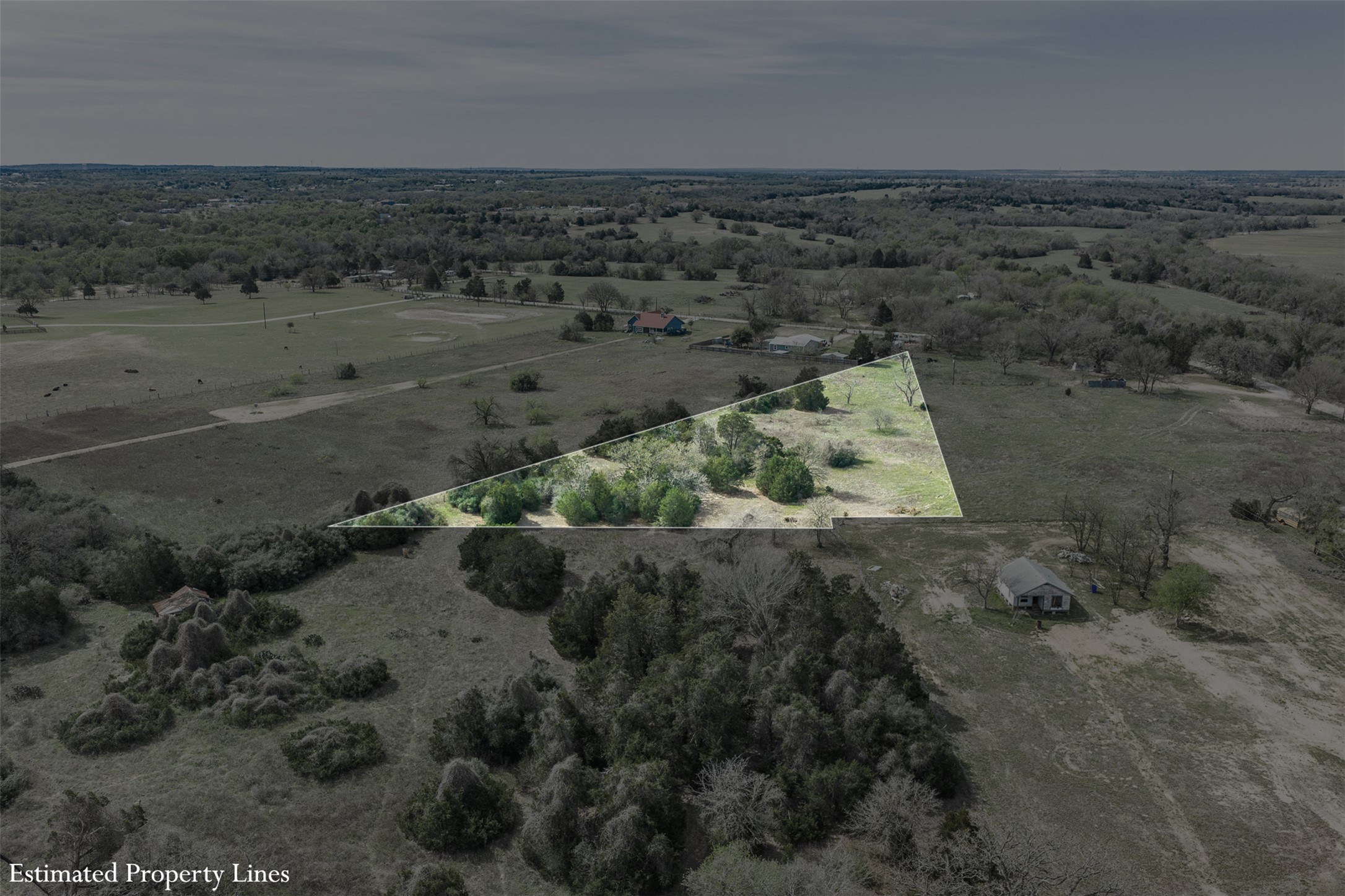 Tbd Sayers Road Bastrop, TX 78602 - Photo 3 of 8 Aerial view of sparsely populated area featuring property parcel outlined