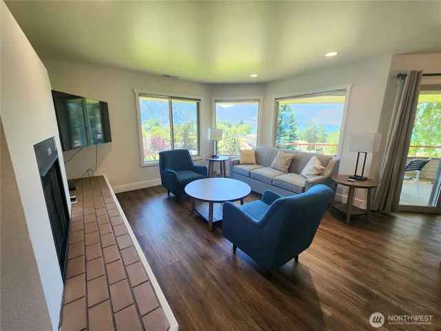 a living room with furniture and a couch