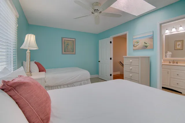 a bedroom with a bed and a closet