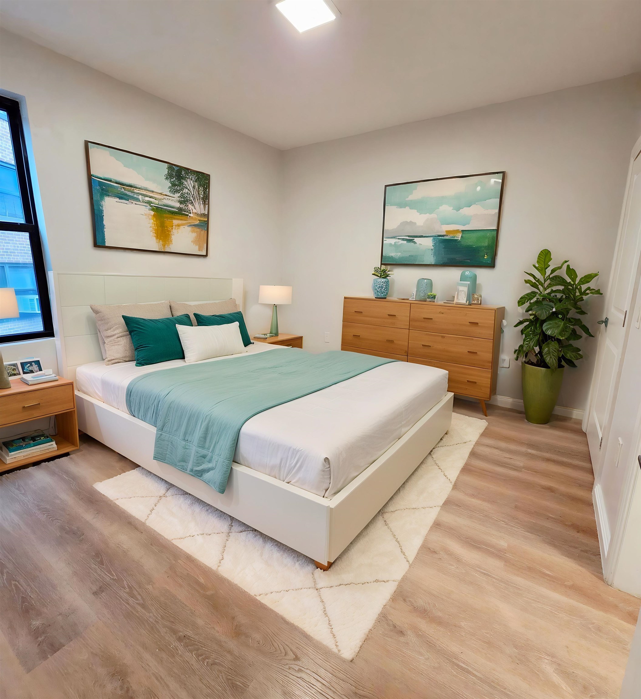 6809 Palisade Avenue, Unit 201 Guttenberg, NJ 07093 - Photo 5 of 11 a bedroom with a bed and a painting on the wall