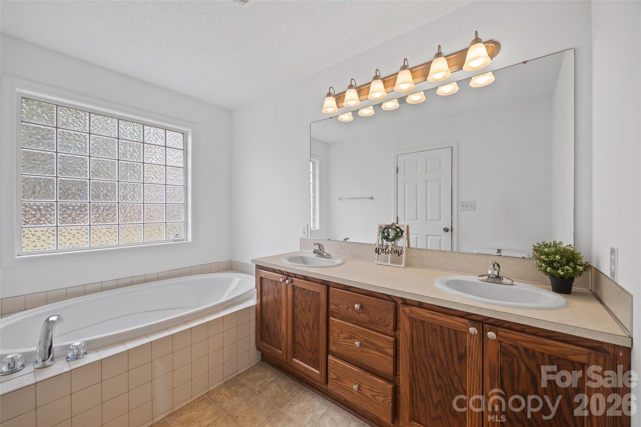 4660 Garys Place Crouse, NC 28033 - Photo 17 of 32 a bathroom with a tub a sink and mirror