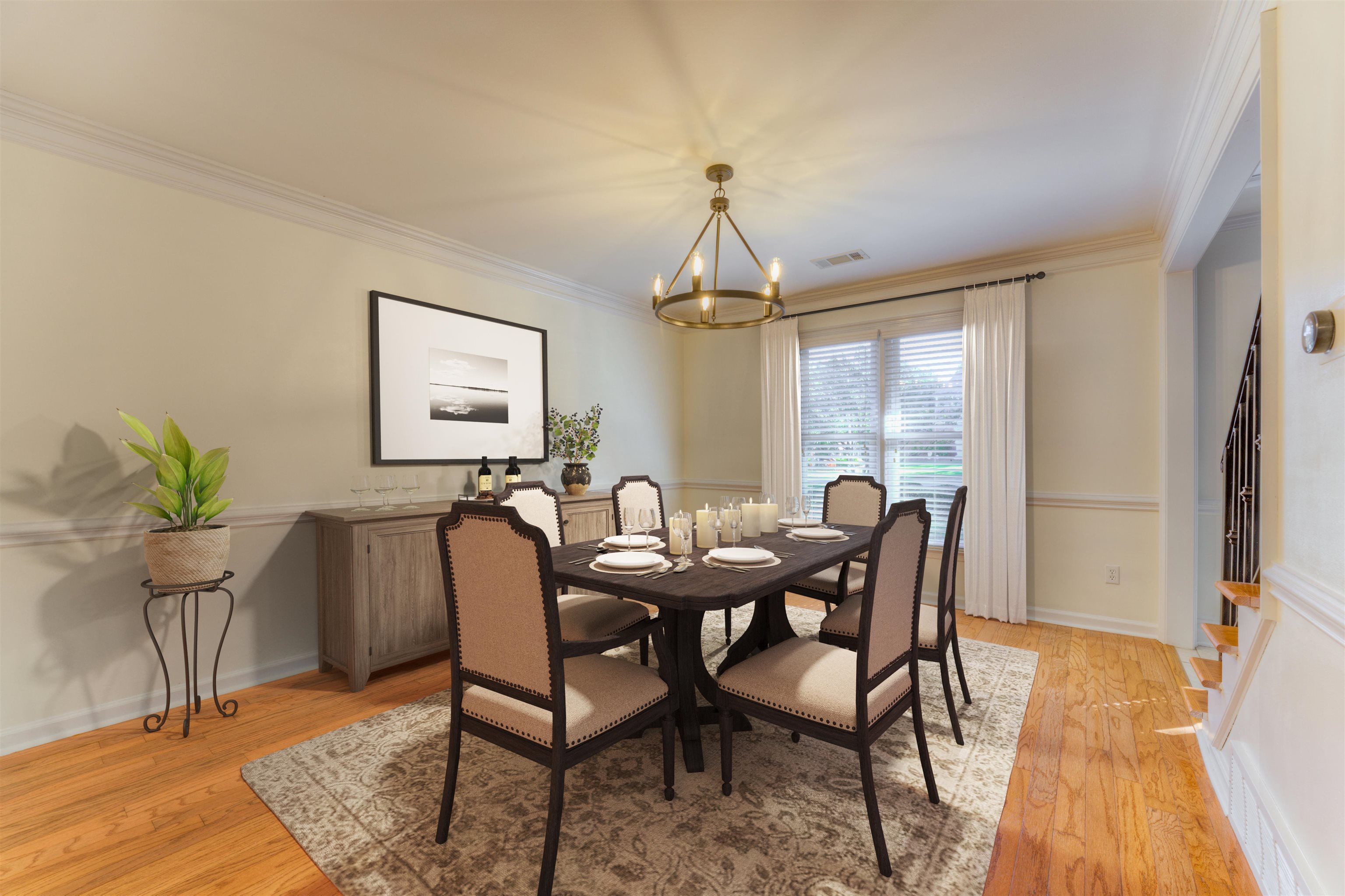 3385 Beaver Run Drive Collierville, TN 38017 - Photo 5 of 24 a dining room with furniture a chandelier and wooden floor