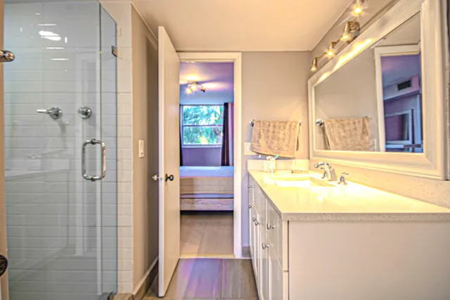 a bathroom with a shower