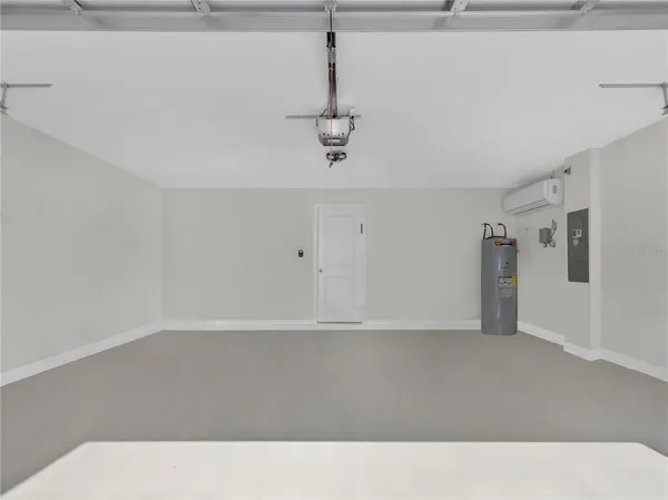 a living room with a ceiling fan