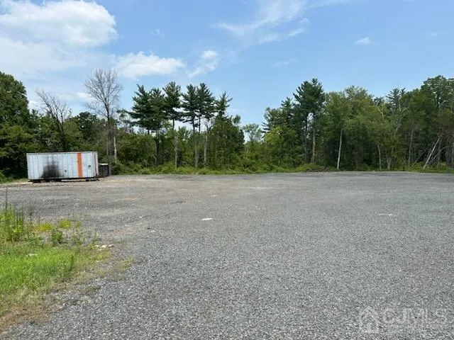 a view of a field with a tree in the background