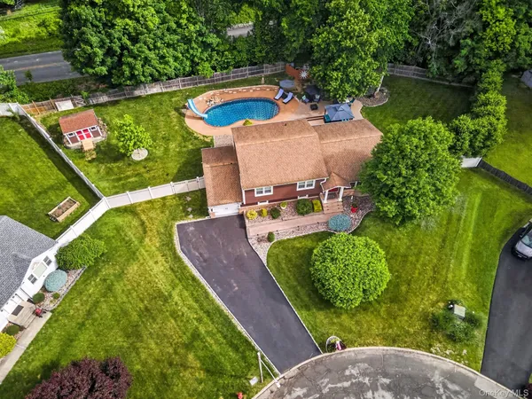 an aerial view of a house