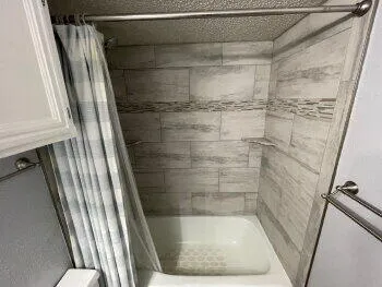 a bathroom with a shower